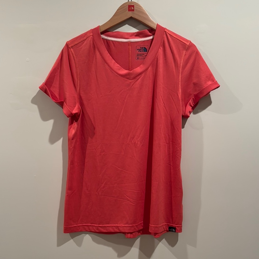 The North Face Coral Red Cuffed Sleeve T-Shirt